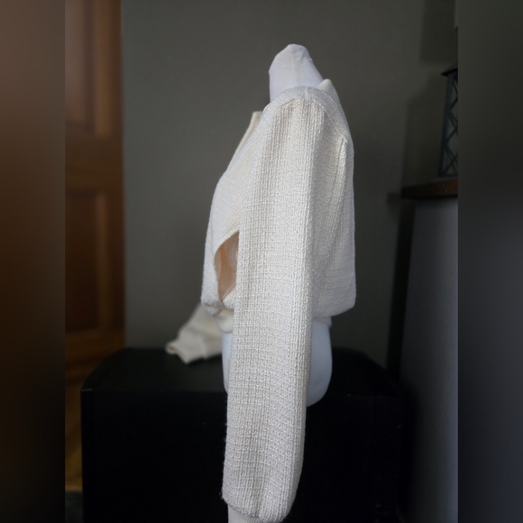 09. Jason Wu Tweed Cropped Bomber Jacket Cream - Picture 5 of 8